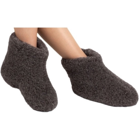 Bruine wollen sloffen/pantoffels voor dames/heren 36 -