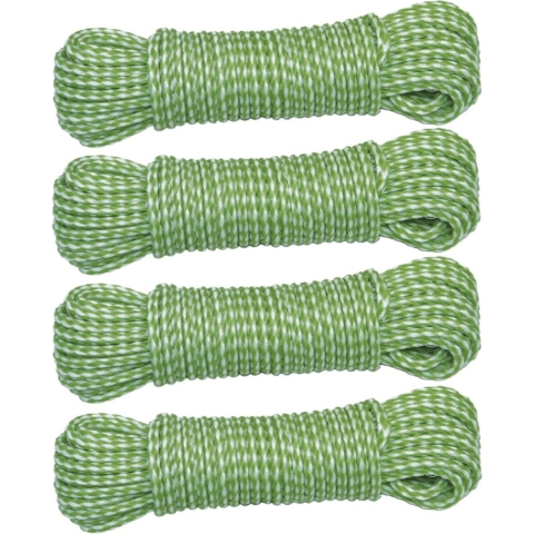 AMIG Paracord touw - 4x - 20 meter - D4mm - 100kg - PP/PE - lichtgroen/wit -
