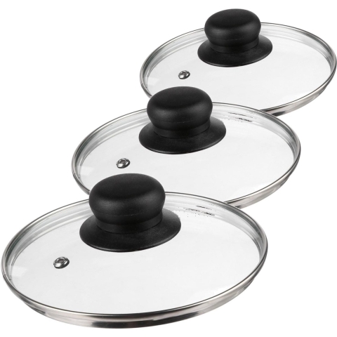 Universele glazen pannendeksels set van 4x stuks in 16/20/24/28 cm -
