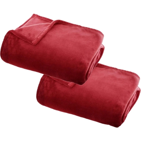 Atmosphera Plaid deken - 2x - rood - polyester - 125 x 150 cm - Bankdeken - Fleece plaid -