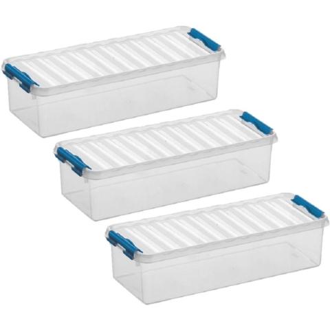 5x stuks sunware q-line opberg box/opbergdoos - 3.5 liter - 38 x 14 x 9 cm - kunststof - transparant -