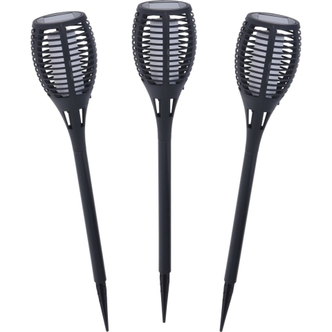 Set van 3x stuks tuinfakkels vlam effect op zonne-energie van 48 cm -