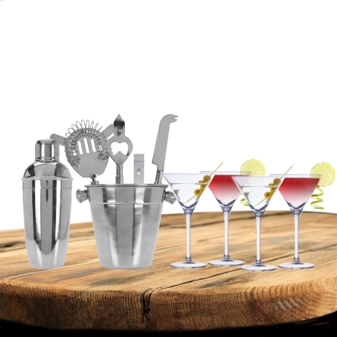 Excellent Houseware cocktails maken set 6-delig met 4x Martini glazen -