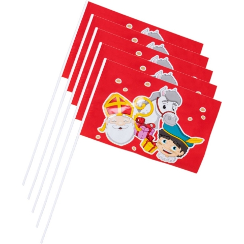 Pakket van 30x stuks Sinterklaas zwaaivlaggetjes Sint en Piet 40 cm -