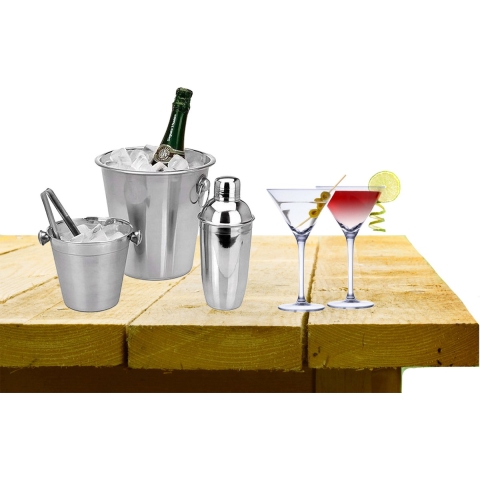 Complete bar set met 4x Martini cocktailglazen en cocktailshaker -