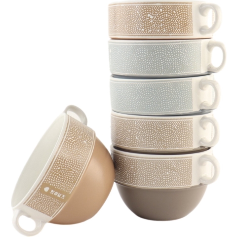 OTIX Soepkommen met Oor Set van 6 Stuks Soeptassen 500 ml Diverse k...
