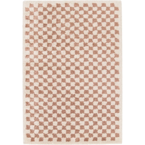 sweeek - Oud roze en crèmekleurig geruit interieur tapijt
