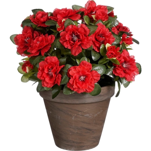 Mica Decorations Azalea Kunstplant - H31 x Ø26 cm - Rood