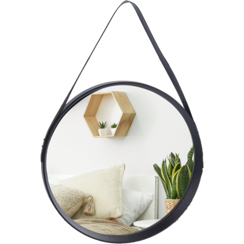 MISOU Spiegel Rond Zwart met Frame 51 cm Wandspiegel Badkamerspiege...