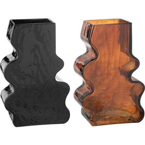 J-Line Vaas Grillig Glas Camel|Donker Bruin Large Assortiment Van 2