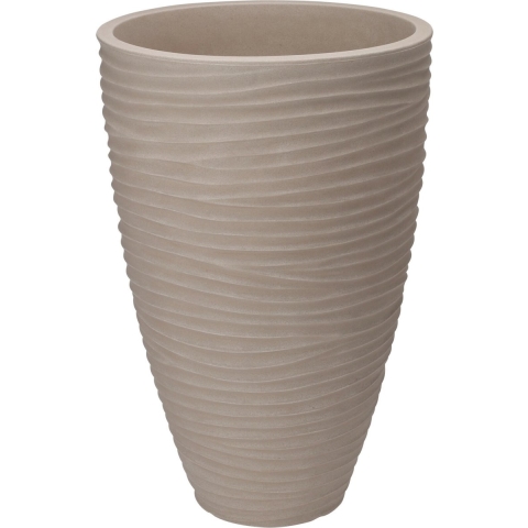 Plantenpot/bloempot Dunes - Tuin - stevig kunststof - zand/beige - D40 x H60 cm -