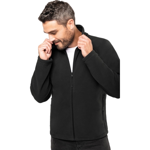 Fleece vest met rits - zwart - warme sweater - trui - heren - polyester M -