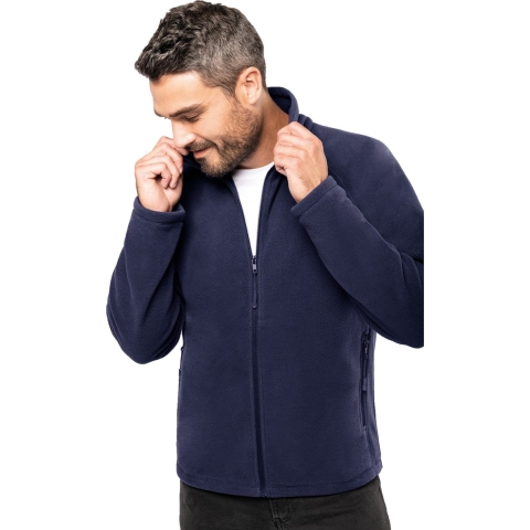 Fleece vest met rits - navy blauw - warme sweater - trui - heren - polyester M -