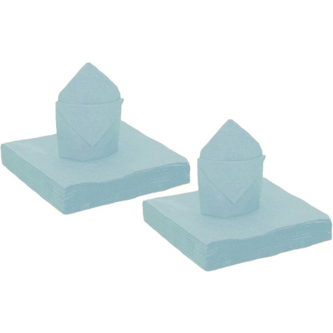 100x stuks feest servetten lichtblauw - 40 x 40 cm - papier -