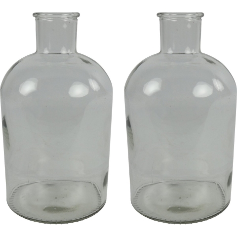 2x Stuks Countryfield Vaas - helder glas - Apotheker fles - D17 x H31 cm -