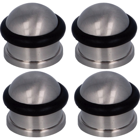 AMIG Deurstopper/deurbuffer - 4x - D30mm - inclusief schroeven - mat zilver -