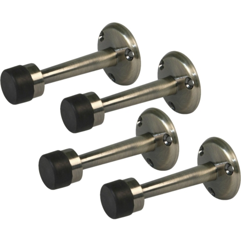 AMIG Deurstopper/deurbuffer - 4x - 75mm - muurbevestiging - antiek messing -