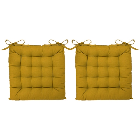 Atmosphera Stoelkussen - 4x - oker geel - katoen - 38 x 6 cm - zitkussen -