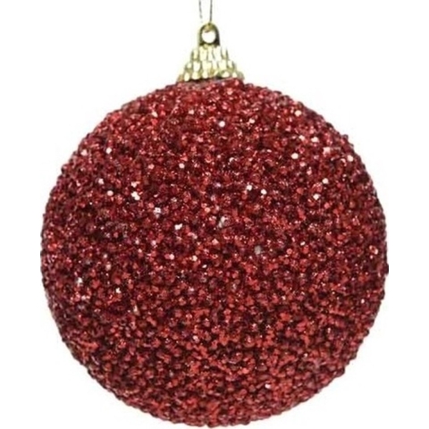 Kerstbal - 10x - rood - glitter - D8 cm - kunststof - onbreekbaar - kerstversiering -