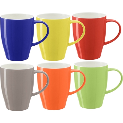 Koffie mokken/bekers Paris - 6x - porselein - multi kleuren - 350 ml - stijlvolle vorm -