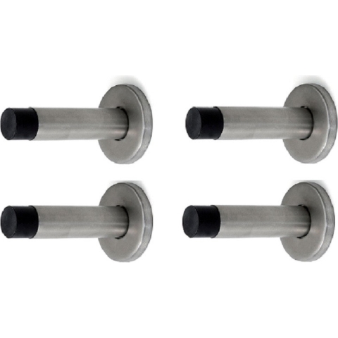 Deurstopper/deurbuffer - 4x - 50 x 86mm - inclusief schroeven - RVS - wandmodel -