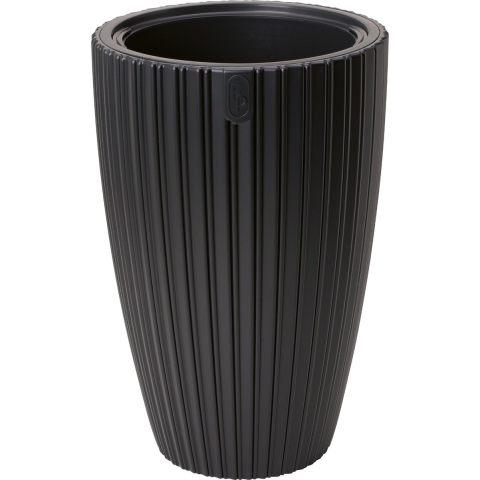 Form Plastic Plantenpot/bloempot Mika - kunststof - zwart - D40 x H58 cm - met binnenpot -