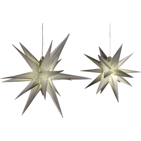 Verlichte 3D kerststerren - set 2x st - zilver - 35 en 60 cm - kunststof -