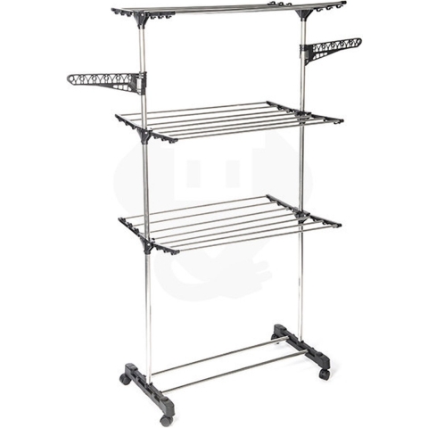 Wasrek/droogrek 80 x 57 x 165 cm zwart/wit -