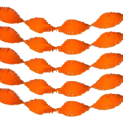 Feest/verjaardag/Koningsdag slinger - 5x - crepepapier - oranje - 24 meter -
