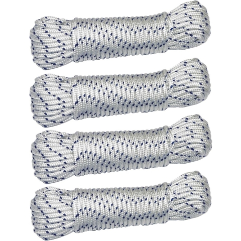 AMIG paracord touw - 4x - 20 meter - D4mm - 400kg - nylon/polyester - wit/blauw -