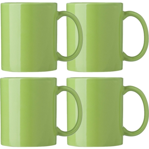 Koffie mokken/bekers Nantes - 8x - keramiek - met oor - groen - 300 ml -