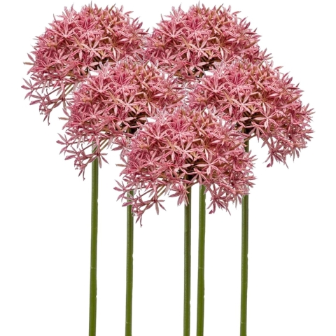 Allium/Sierui kunstbloem - 5x - losse steel - roze - 62 cm - Natuurlijke uitstraling -