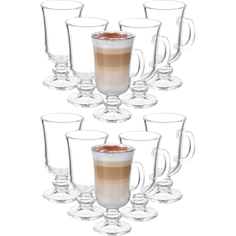 Kinvara Caffe Latte/koffie glazen Paris - transparant glas - 12x stuks - 250 ml -