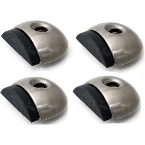 Deurstopper/deurbuffer - 4x - D46mm - inclusief schroeven - RVS -