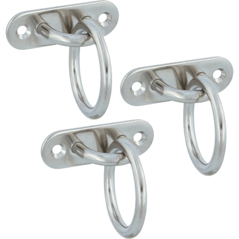 AMIG Oogplaat met aanlegring - 3x - oogplaat 6 x 2cm - ring D3.6cm - rvs - vastzetplaat -