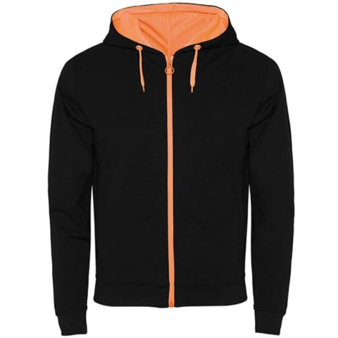 Roly RY1105 Fuji Sweat-Jacket - Black 02/Fluor Orange 223 - S