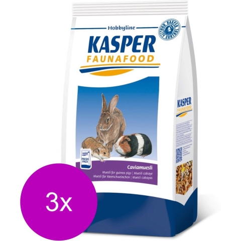 3x Kasper Faunafood Hobbyline Caviamuesli 2,5 kg