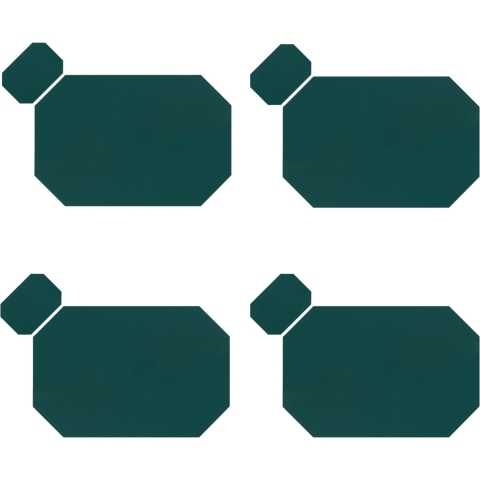 Krumble Placemat + onderzetter - PU Leder - Groen - Set van 4