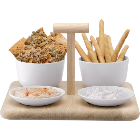 L.S.A. Dine Serveerplank met 4 Schalen Assorti