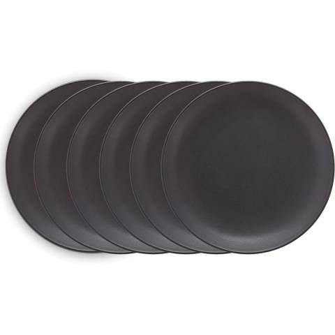 vtwonen - Dinerborden - Bordenset - Mat zwart - 25,5cm - Set van 6