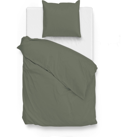 Zo Home Satinado Dekbedovertrekset Uni Katoen Satijn - army green