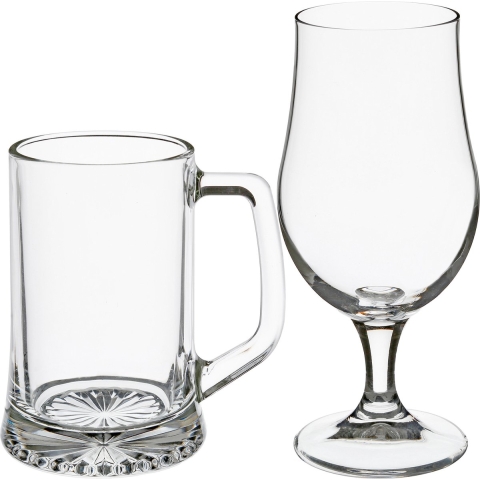 Bierglazen set - bierpullen/bierglazen op voet - 8x stuks - glas -