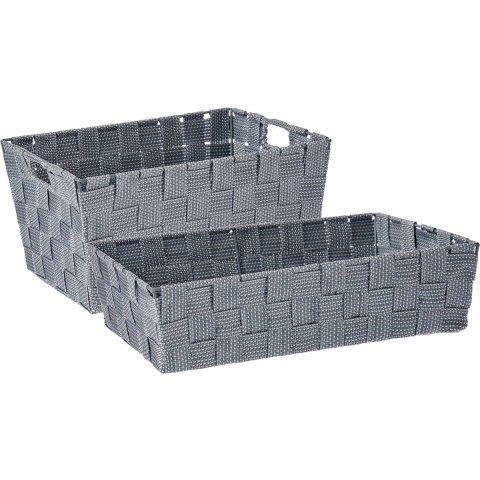 Kast/badkamer opbergmandjes set van 5x stuks zilvergrijs in 2 formaten -