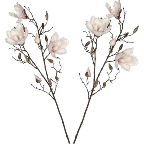 Mica Decorations Kunstbloem - 2x - magnolia - lichtroze - 90 cm - takken - Kunstbloemen boeketten -