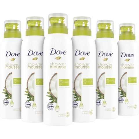 6x Dove Shower Foam Coconut Oil 200 ml