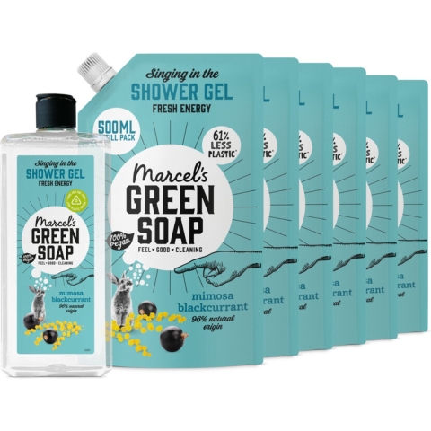 Marcel's Green Soap Douchegel Mimosa&Zwarte Bes + 6 Navullingen Pakket