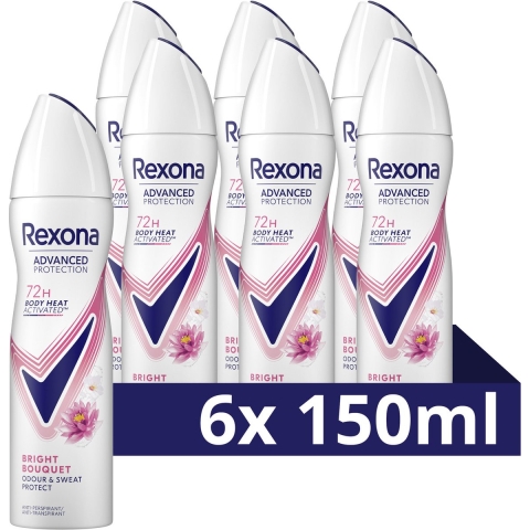 6x Rexona Deodorant Spray Advanced Protection Bright Bouquet 150 ml