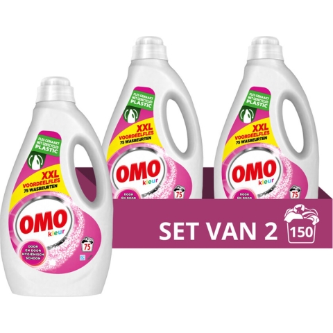 2x OMO Vloeibaar Wasmiddel Kleur 75 Wasbeurten 3750 ml
