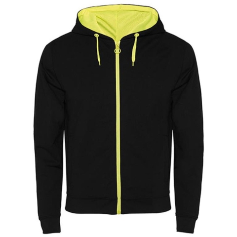 Roly RY1105 Fuji Sweat-Jacket - Black 02/Fluor Yellow 221 - S