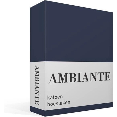 Ambiante Cotton Uni Hoeslaken 140 x 200 cm - Donkerblauw
